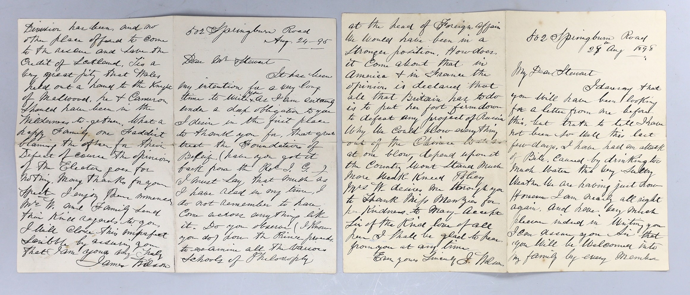 An Arthur Conan Doyle letter (secretarial written) and two other letters (unknown)